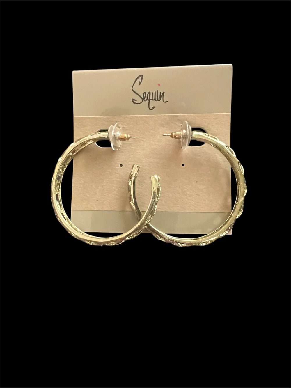 Nordstrom Light Gold Textured Hoop Earrings - Women Jewelry